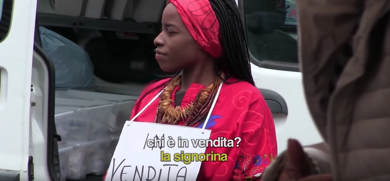 Selling Nigerian Woman at Naples open-air market – Social Campaign